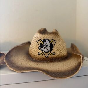 2 Anaheim ducks straw  Cowboy Hat with Hockey Mask Patch